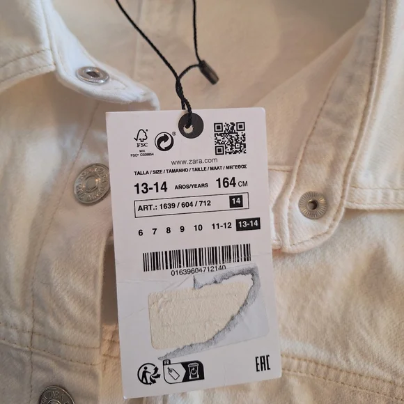 Zara white denim belted mini dress sz 13-14 NWT *G - Picture 7 of 8